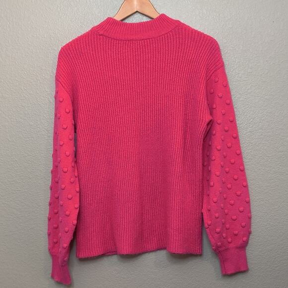 Vince Camuto Pink‎ Magenta Knit Sweater Bobble Stitch Puff Sleeve Ladies Small - Picture 12 of 15